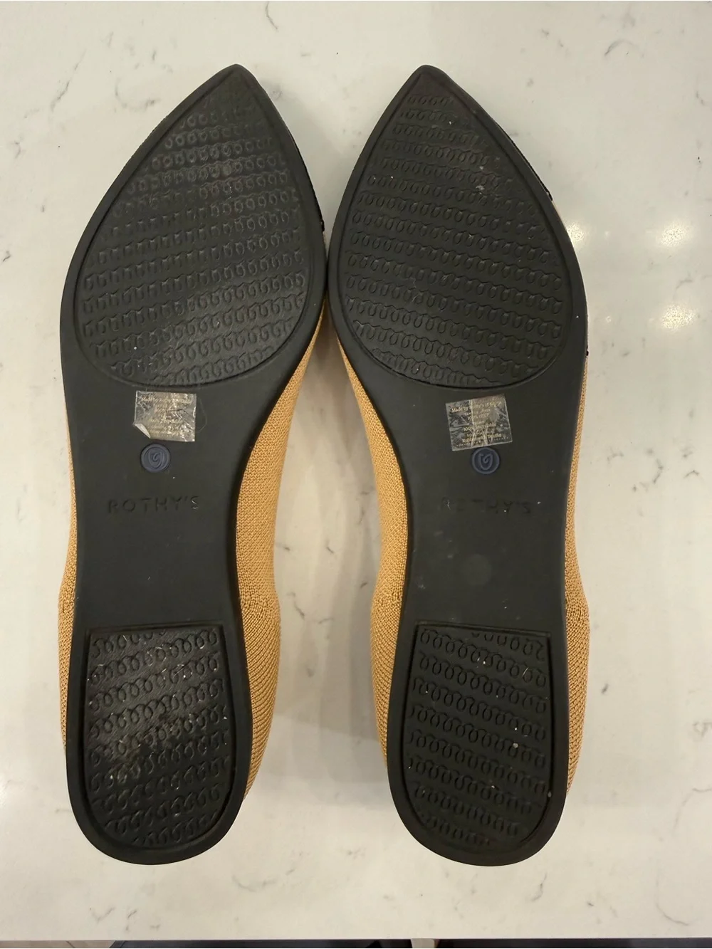Rothy's Two-Tone Tan and Black Knit Ballet Flats